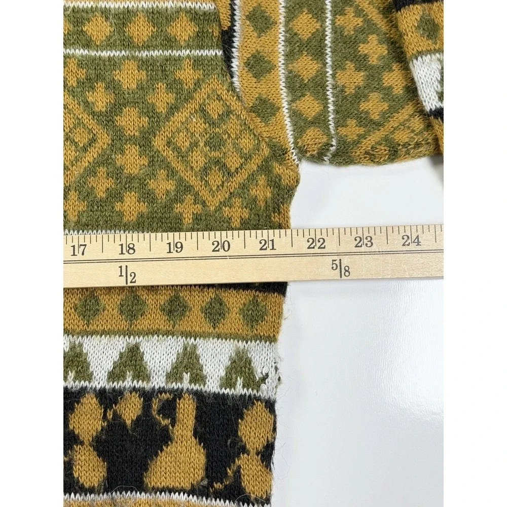 Vintage 90s Retro Equip Knit Sweater Medium Green mustard Pullover Mens cozy